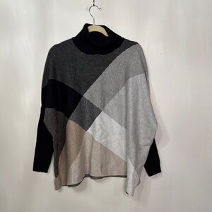 Joseph A Black and Gray Cowl Turtleneck Sweater New with Tag